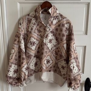 Oversized Balloon Sleeve Floral Bandana Sweatshirt